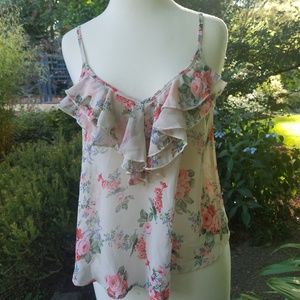 Lush Floral Sheer Tank Size M